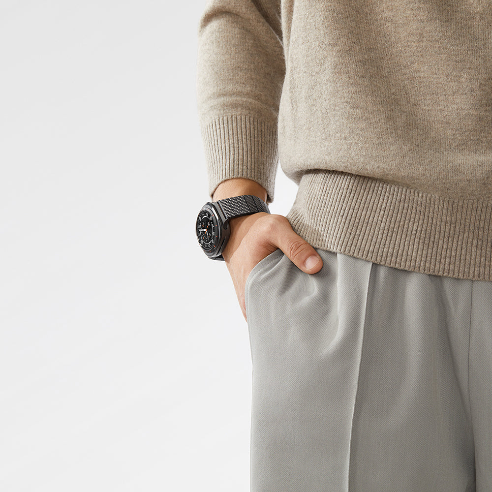 Pitaka Modern Serisi Samsung Galaxy Watch Ultra 47mm Karbon Fiber Black-Grey Twill Kordon Pitaka Modern Serisi Samsung Galaxy Watch Ultra 47mm Karbon Fiber Black-Grey Twill Kordon